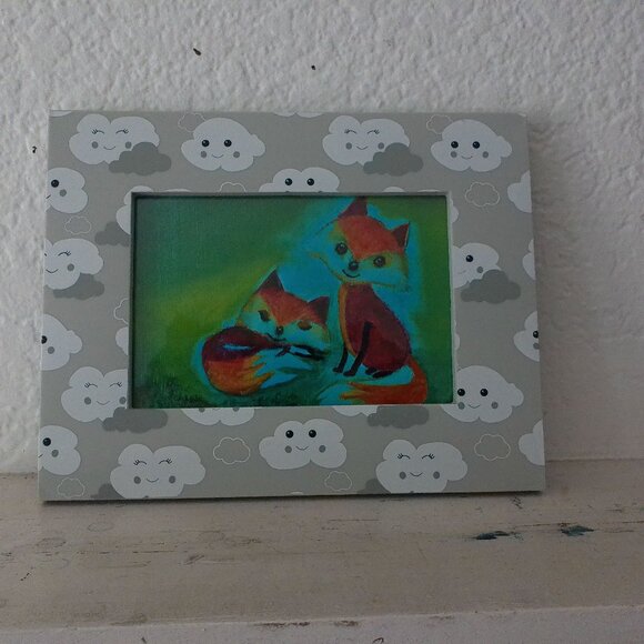 Red Fox 4x6 Art print within a cloud Frame, adorable, cute, baby animal, relax - Picture 3 of 6